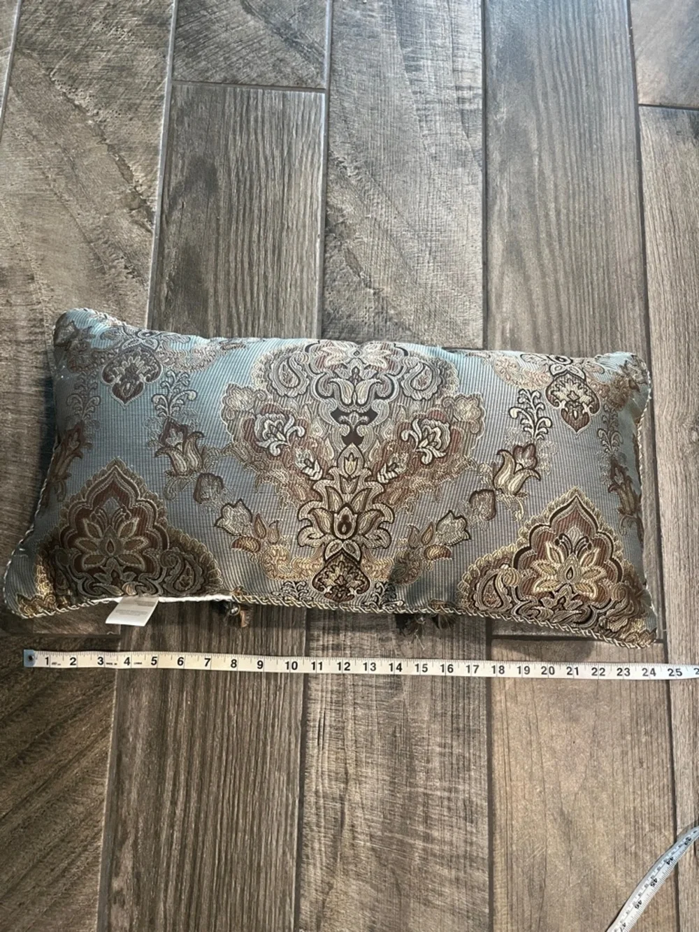 Croscill Decorative Tassel Accent Pillow in Teal and Tan